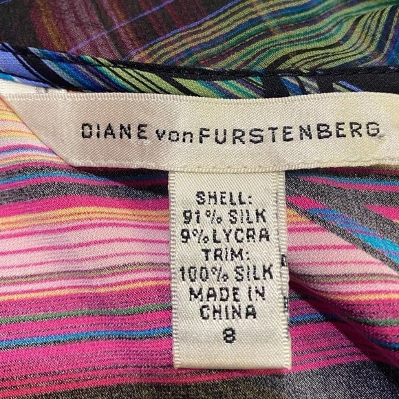 Diane Von Furstenberg Silk Dress Asymmetric Side Flounce Size 8 - Picture 5 of 5